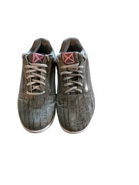 Women’s Gray Casual Lace-Up Sneakers with Pink Accent